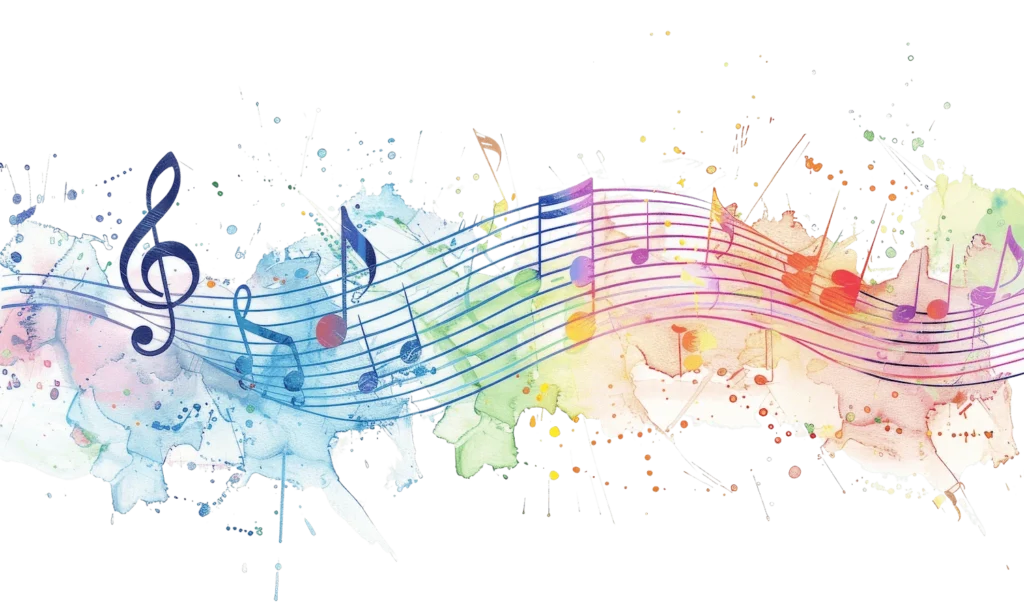 pięciolinia z kolorowymi nutami